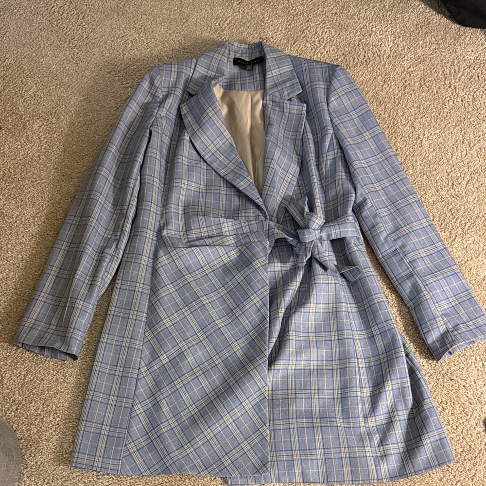 Current Air Light Blue Plaid Blazer Dress